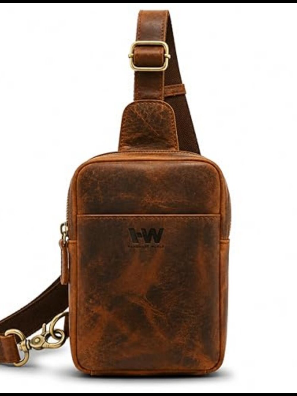 Full Grain Leather Sling Bag Anti-Theft Crossbody Travel EDC Chest Bag Compact